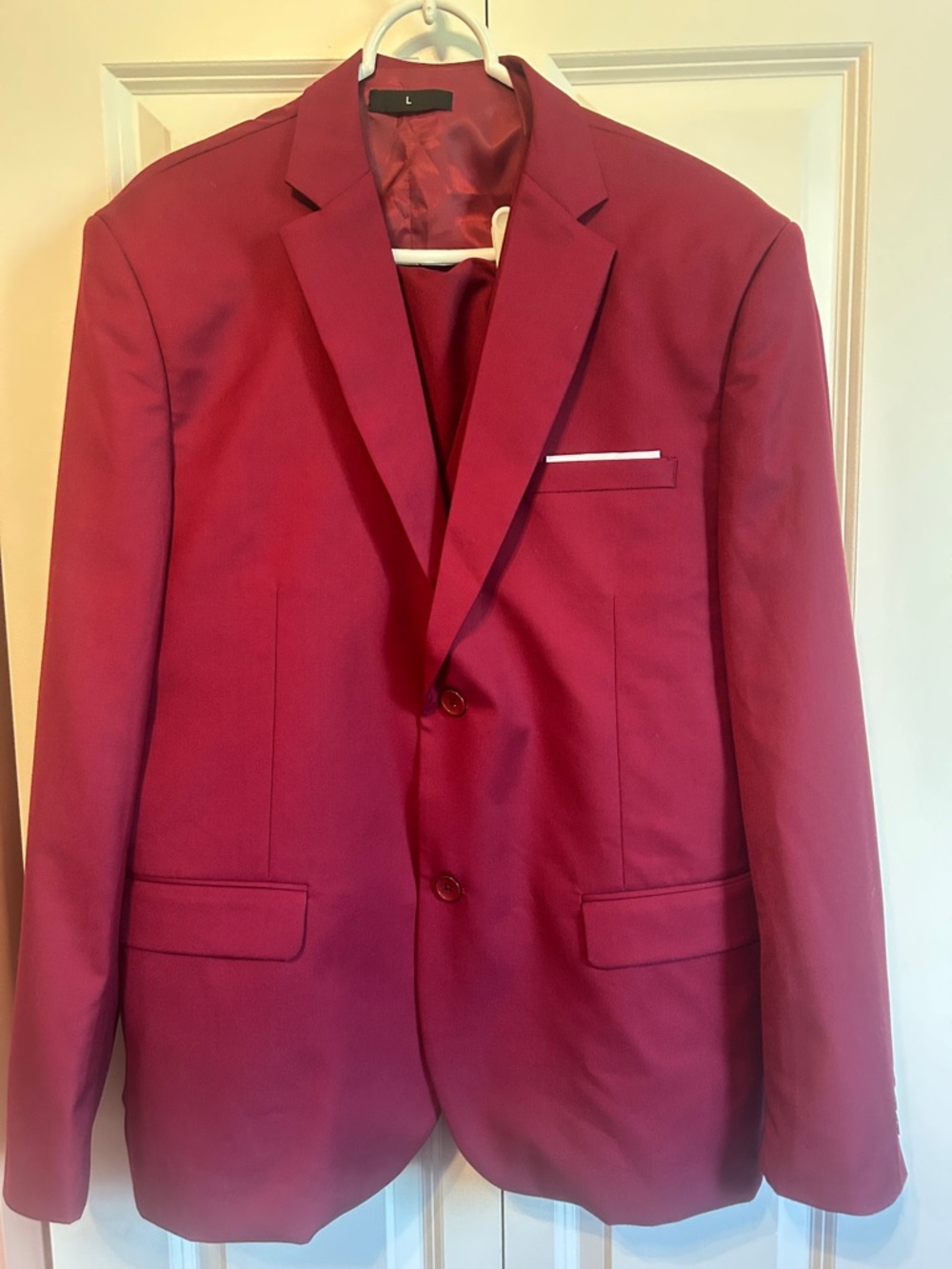 3 piece Men's Burgundy Suit Blazer - Stylish Single-Breasted Jacket.